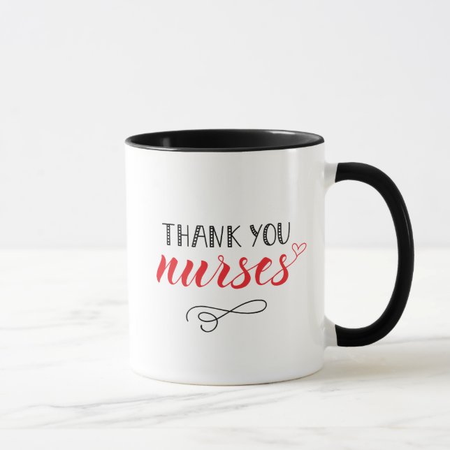 Mug Infirmières Mercis| Police de fusion (Droite)