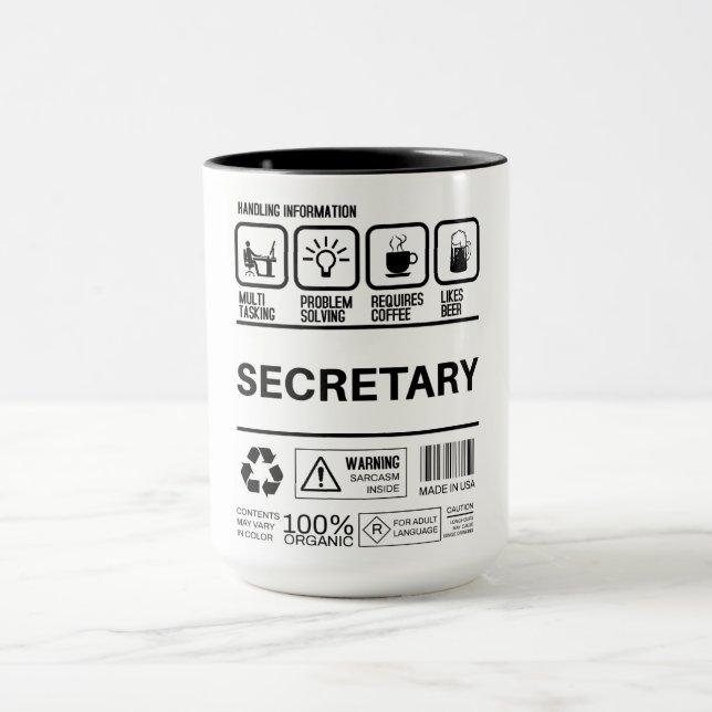 Mug Informations de gestion de secrétaire amusantes (Centre)