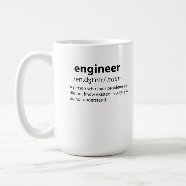 Mug Ingénieur Définition de dictionnaire drôle (Gauche)
