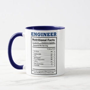 Mug Ingénieur Hipster Faits nutritionnels Blagues Pun