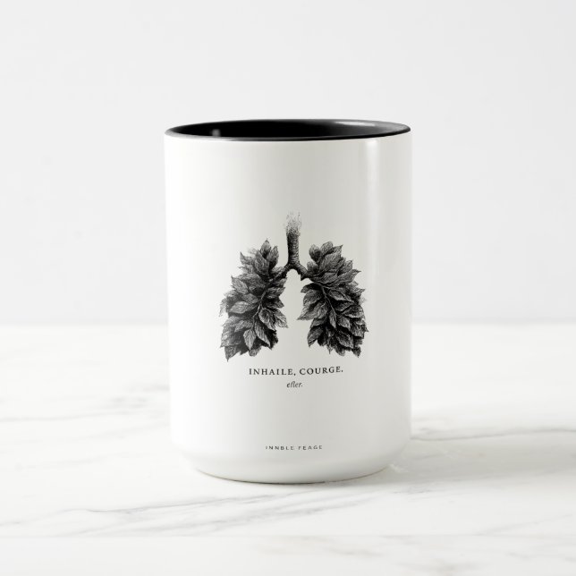 Mug "Inhale Courage" Conceptual Art | Lungs Made of Le (Centre)