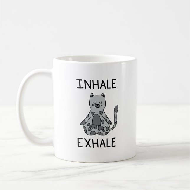 Mug Inhale Exhale Yoga Cat (Gauche)