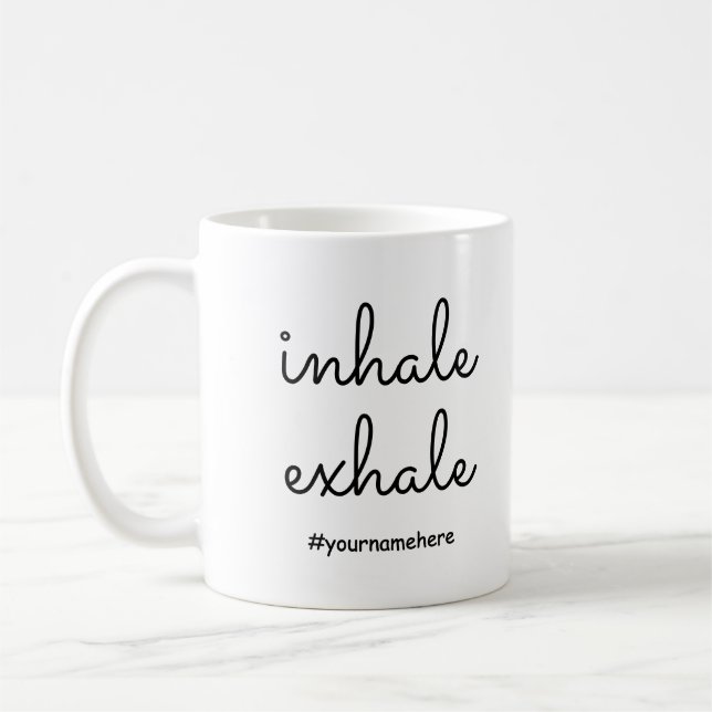 Mug Inhale personnalisée Exhale Calme Respirer Minimal (Gauche)