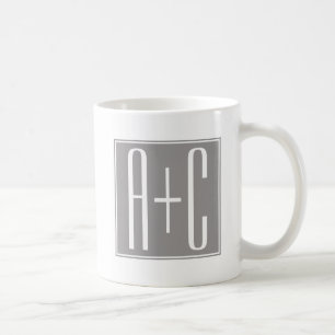 Mug Initails ou Other Text   White & Grey