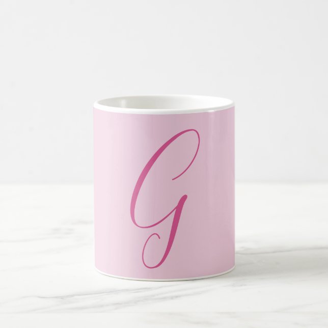 Mug Initial Letter Monogram Light Pink Plain Chic (Centre)