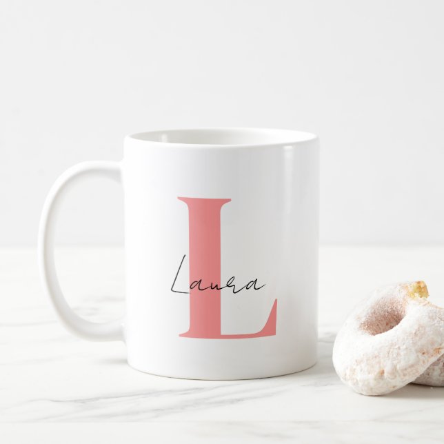 Mug initial personnalisé avec nom Coupe cadeau per (Avec donut)