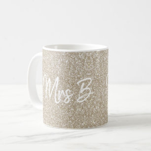 Mug Initiale de Mme Champagne Beige Personnalisée avec