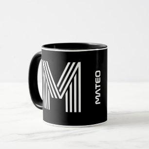 Mug Initiale & Nom personnalisés Monogramme noir mod
