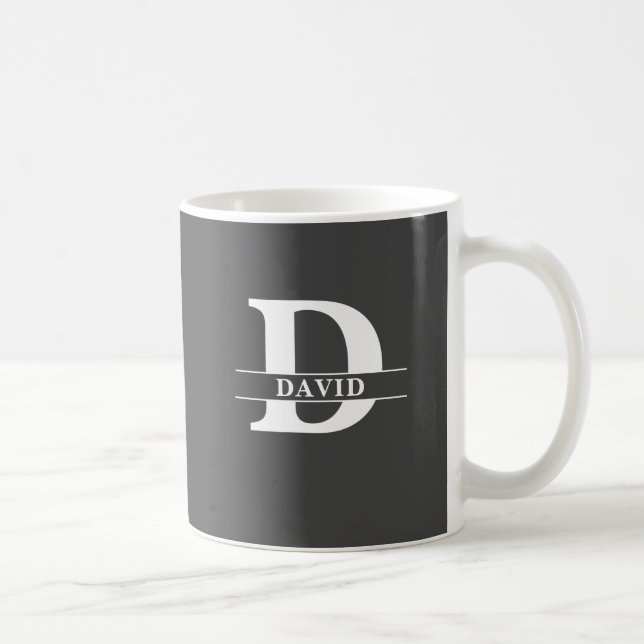 Mug Initiale personnalisée et nom Gray Satin Laser (Droite)