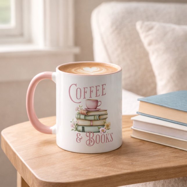 Mug Initiale Poignée Rose pour Amoureux des Livres (Créateur téléchargé)