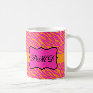 Mug Initiale rose et orange de monogramme de peau de