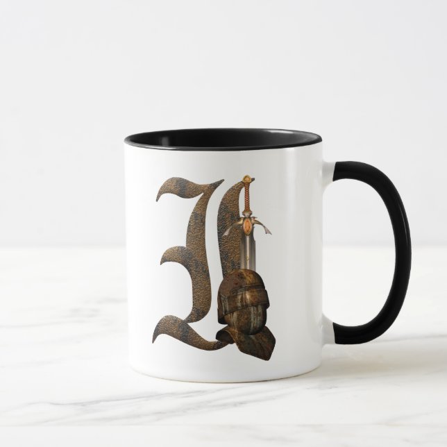 Mug Initiale rouillée I de chevaliers (Droite)