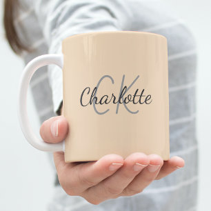 Mug Initiales de monogramme orange doux nom