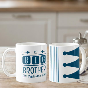 Mug Initiales du grand frère mois année bleu