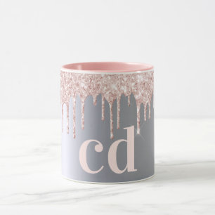 Mug Initiales en or rose argent