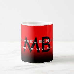 Mug Initiales modernes en monogramme noir rouge