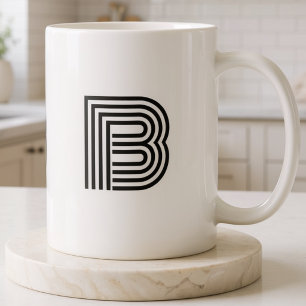 Mug Initiales Monogrammées Simple Minimaliste Moderne 