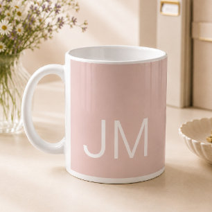 Mug Initiales Monogrammées Surdimensionnées Rose Pâle
