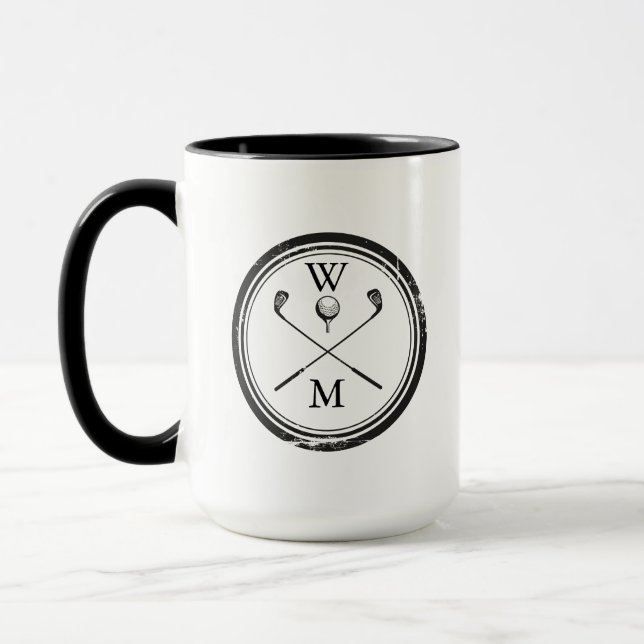 Mug Initiales Monogrammes modernes Noir et Blanc (Gauche)