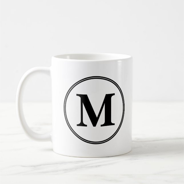 Mug Initiales monogrammes simples noir et blanc (Gauche)