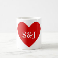 Initiales personnalisées Forme simple de coeur rou