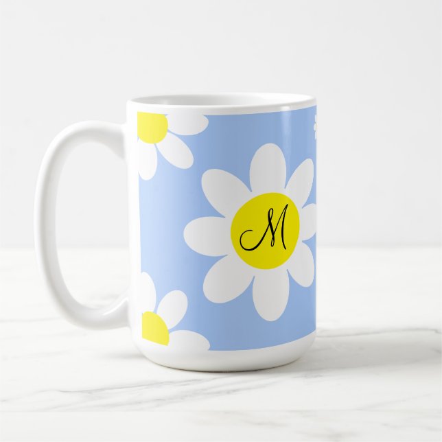 Mug Initiales sur mesure bleu clair et blanc (Gauche)