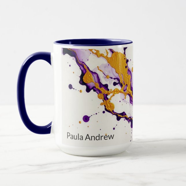 Mug Ink & Gold Dance Fluid Motion Aesthetic (Gauche)