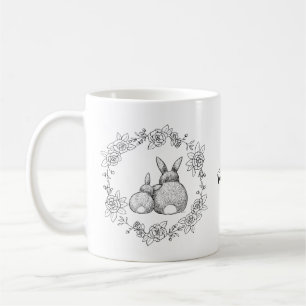 Mug Ink Lapin Rabbit Dessin Nom personnalisé monochro