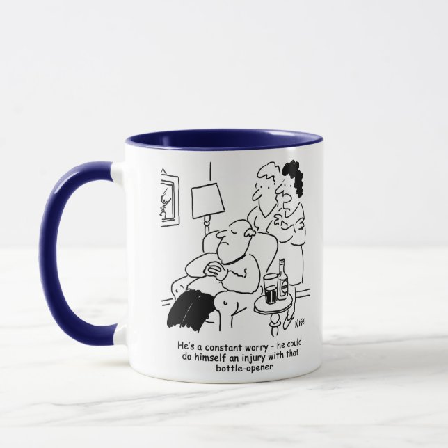 Mug Inquiéter d'une blessure d'ouverture de bouteille (Gauche)