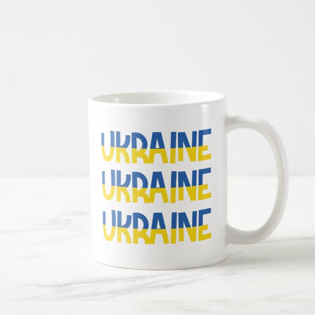 Mug Inscription Ukraine en bleu et jaune (Droite)