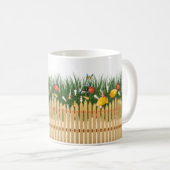 Mug Insectes dans un jardin vert d'herbe - Inspiré par (Devant droit)