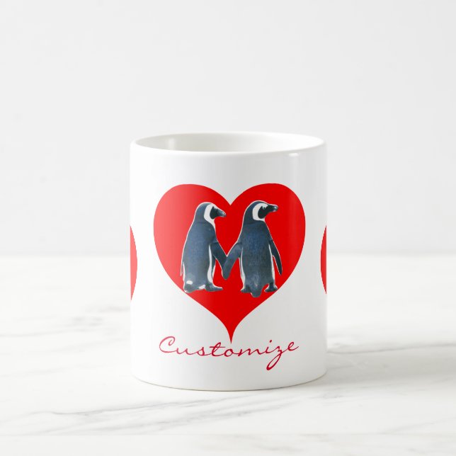 Mug Inséparables Penguin Couple Red Hearts Thunder_Cov (Centre)