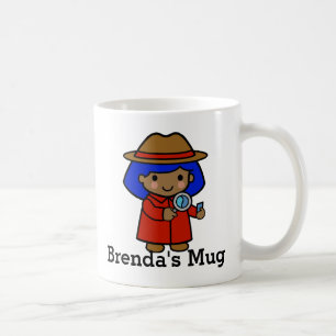 Mug Inspecteur de fille avec verre grossissant