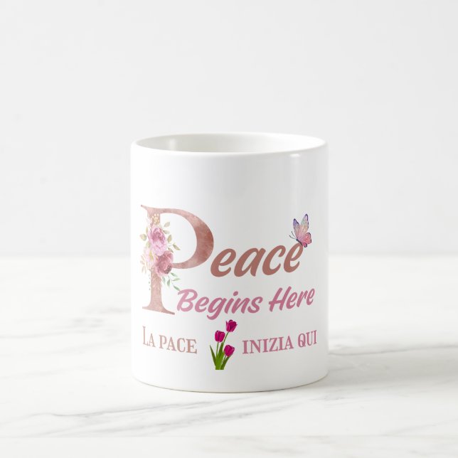 Mug Inspirational Peace Butterfly Art (Centre)