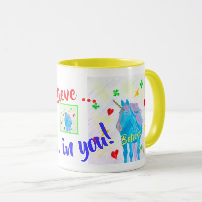 Mug Inspirationnel Unicorne auto-fabriqué (Devant droit)