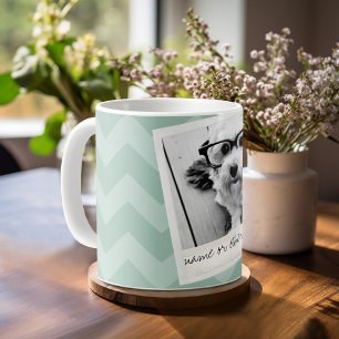 Mug Instagram Photo Retro frame Custom Text Mint Green