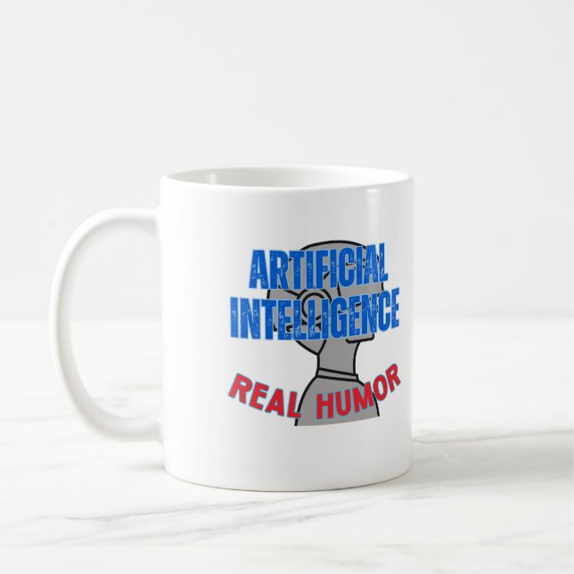 Mug Intelligence artificielle, humour réel. w White BG (Gauche)
