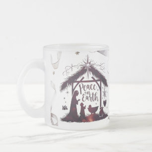 Mug Intricate Nativité Verre Dépoli Festif Paix