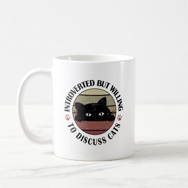Mug Introverted Mais Prêt À Discuter Des Chats Kitten  (Gauche)