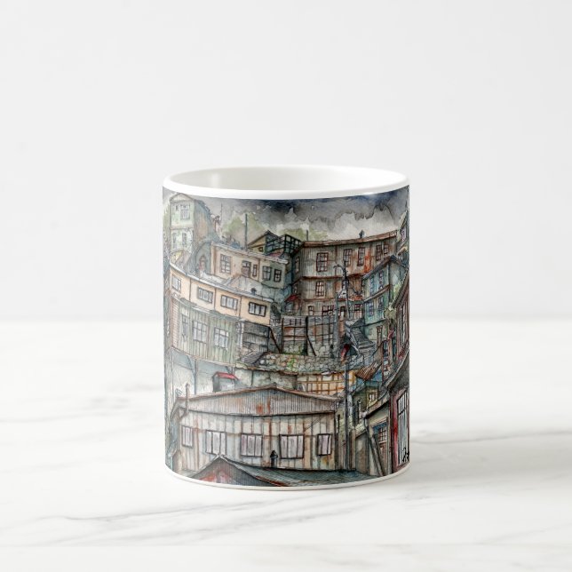 Mug Invierno en los cerros de Valparaíso (acuarela). (Centre)