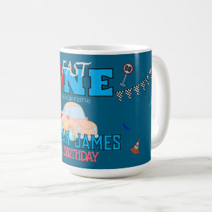 Mug Invitation anniversaire 1ère année garçon bleu mod