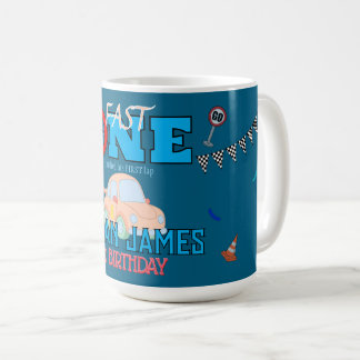 Mug Invitation anniversaire 1ère année garçon bleu mod