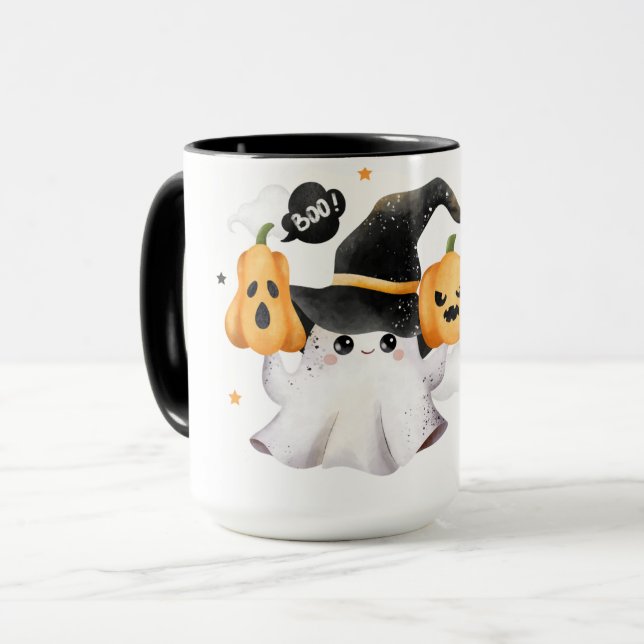 Mug "Invitation Éffrayante à la fête d'Halloween - Boi (Devant gauche)