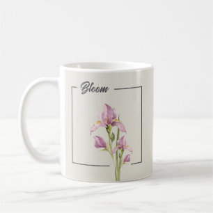 Mug Iris à l'aquarelle élégante Floral