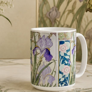 Mug Iris botanique Art Nouveau vintage cottagecore