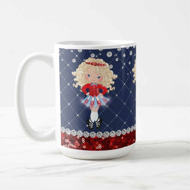 Mug Irish Dance Blond Girl Soft Shoe Rouge, Bleu (Gauche)