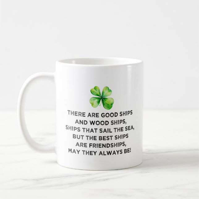 Mug Irish Friendship Toast 4 Leaf Clover St Patricks  (Gauche)