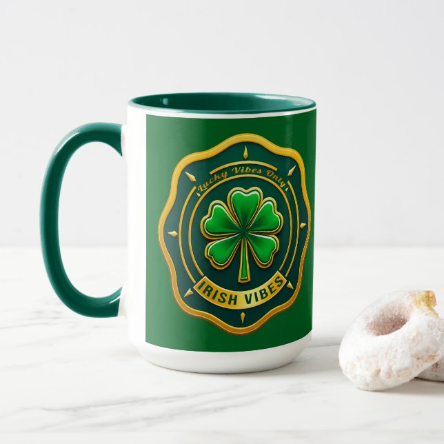 Mug Irish Vibes Club St Patrick’s Day - caneca (Avec donut)