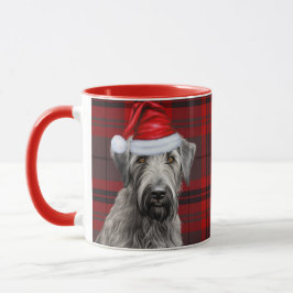 Mug Irish Wolfhound Dog Red Plaid Christmas