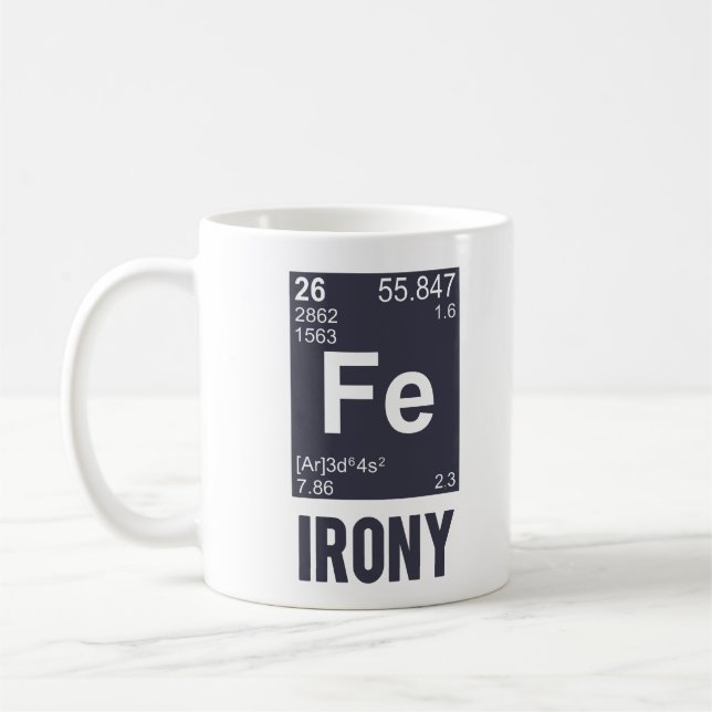 Mug Ironie ironique de Fe d'élément chimique (Gauche)